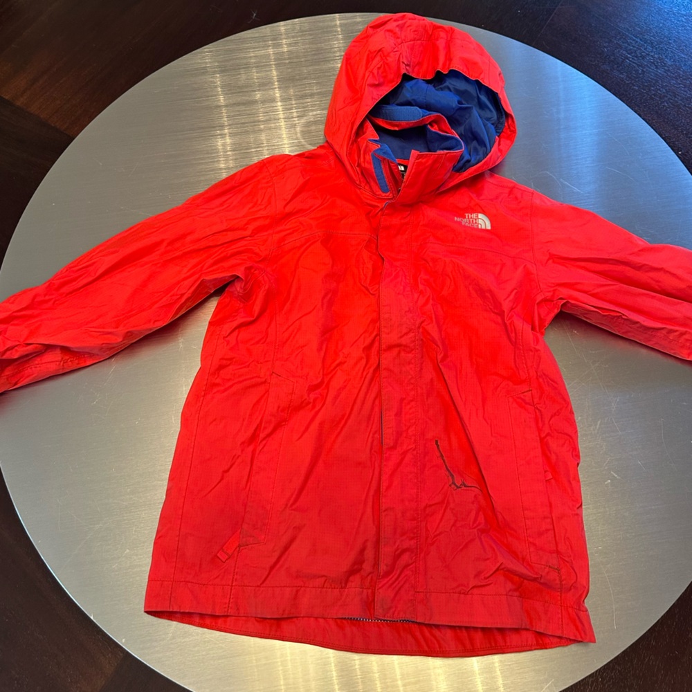 North face kids rain coat small 7/8 Red